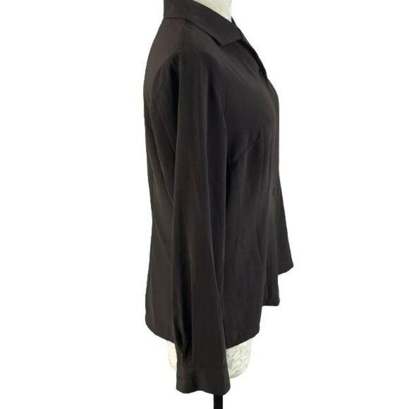 Laura Scott Women's 80/90 Business Work Brown Button Down Size 8 Blouse - Picture 3 of 8